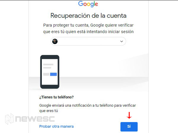 3 Utiliza tu smartphone Android para recuperar contrasena de Gmail