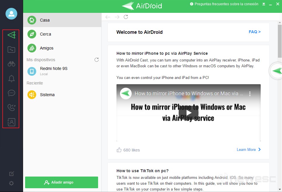 AirDroid personal funcioness