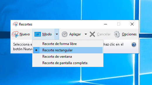 Como hacer capturas de pantalla en Windows 10 con recortes