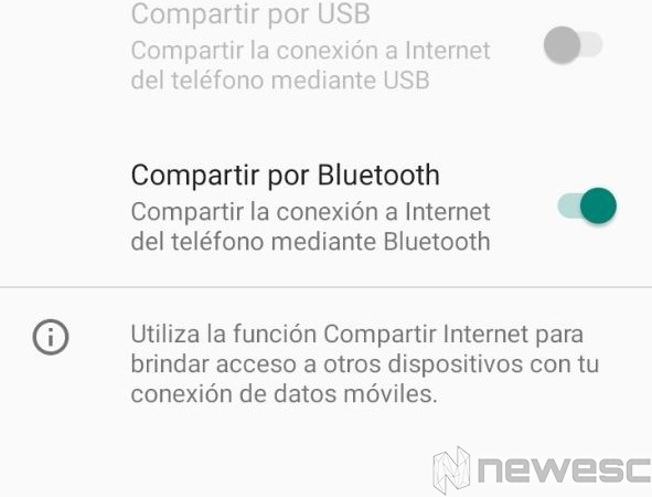 Compartir datos moviles por medio de la conexion Bluetooth 1
