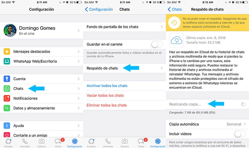Cómo hacer un respaldo de WhatsApp en iOS (iPhone)