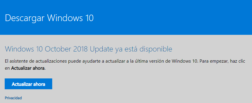 Descarga la nueva versión de Windows 10
