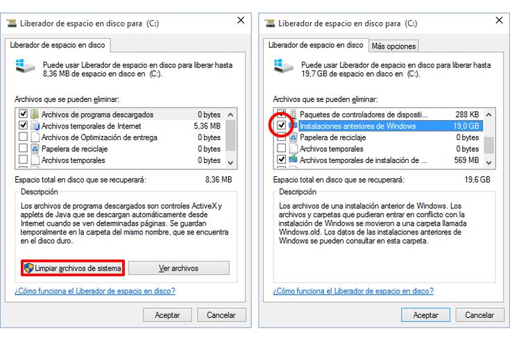 Eliminar windows.old en Windows 10