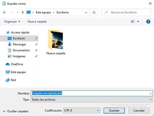 Guardar ejecutable para poner contraseña en Windows 10