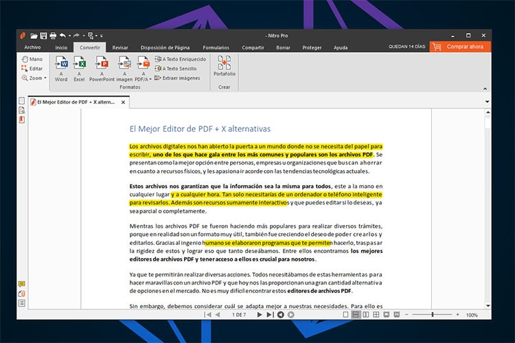 Mejor Editor PDF Nitro Pro