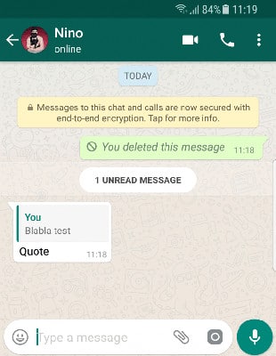 Mensajes borrados Whatsapp