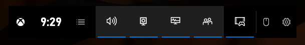 Modo Juego Windows 10 Barra superior