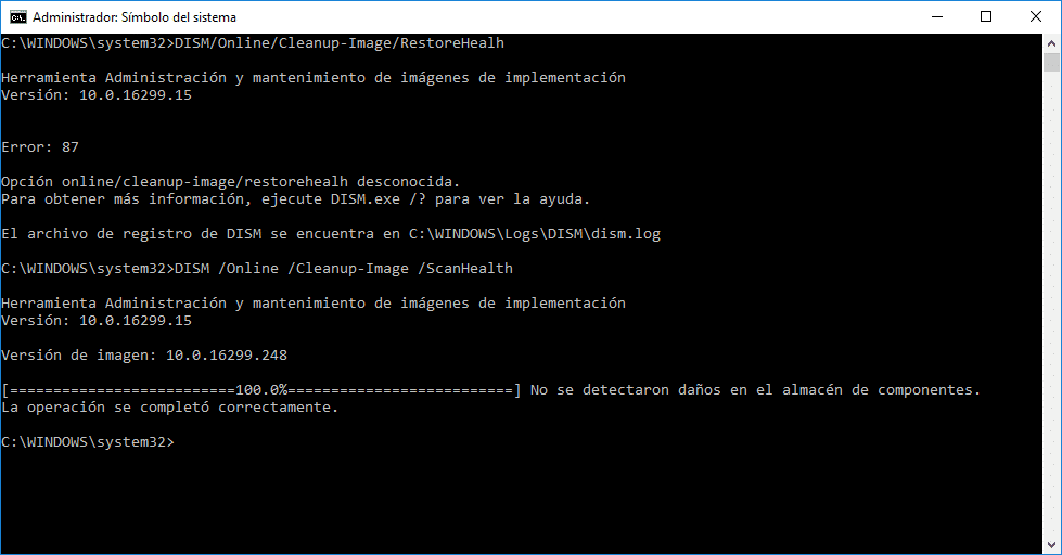 No funciona la barra de tareas en Windows 10 - Utilizando DISM