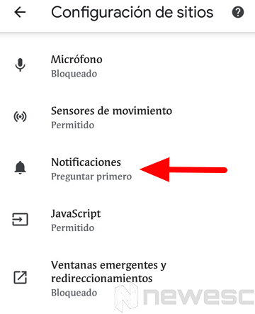 Quitar notificaciones de Chrome móvil