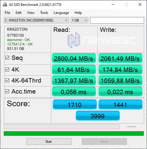 REVIEW KINGSTON KC2500 1TB AS SSD
