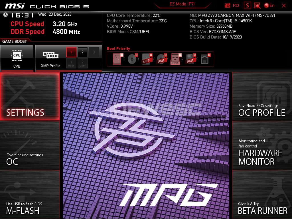 REVIEW MSI MPG Z790 CARBON MAX WIFI BIOS 1