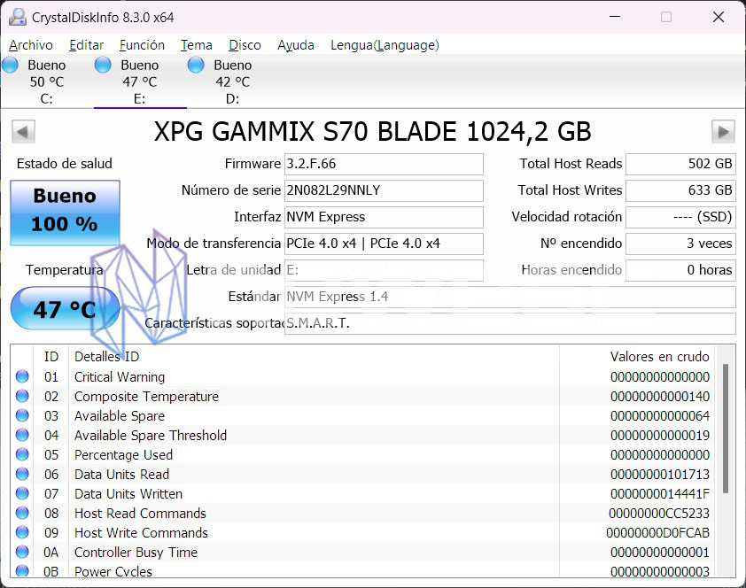 REVIEW XPG GAMMIX S70 BLADE 1TB CRYSTALDISKINFO