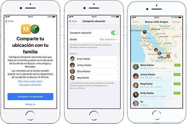 Rastrear Celular iOS compartir ubicación familia
