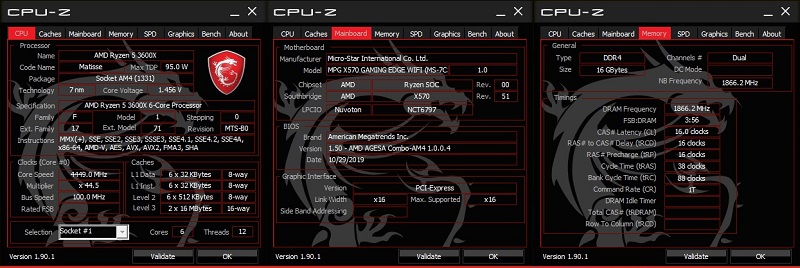 Review MSI X570 Gaming Edge CPU Z