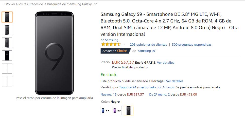 Samsung Galaxy S9 Promoción Amazon