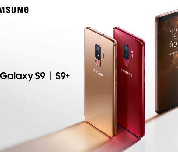 Samsung Galaxy S9 dorado y rojo