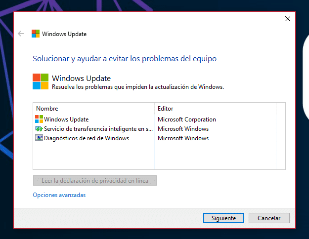 Solucionador de Problemas Windows Update