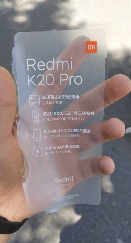 Xiaomi Redmi K20 Pro plástico rumor
