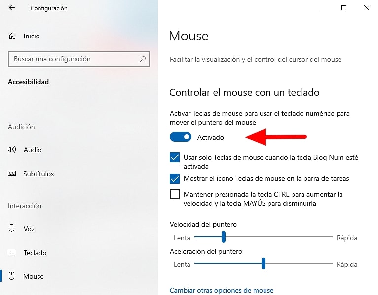 mover el cursor del mouse con el teclado windows 10 2 min