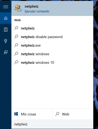 quitar contraseña en windows 10 mediante netplwiz