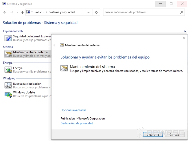 solucionador de problemas optimizar Windows 10